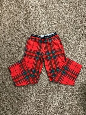 Calvin Klein Kids Red Plaid Pajama Bottoms with Black Waistband